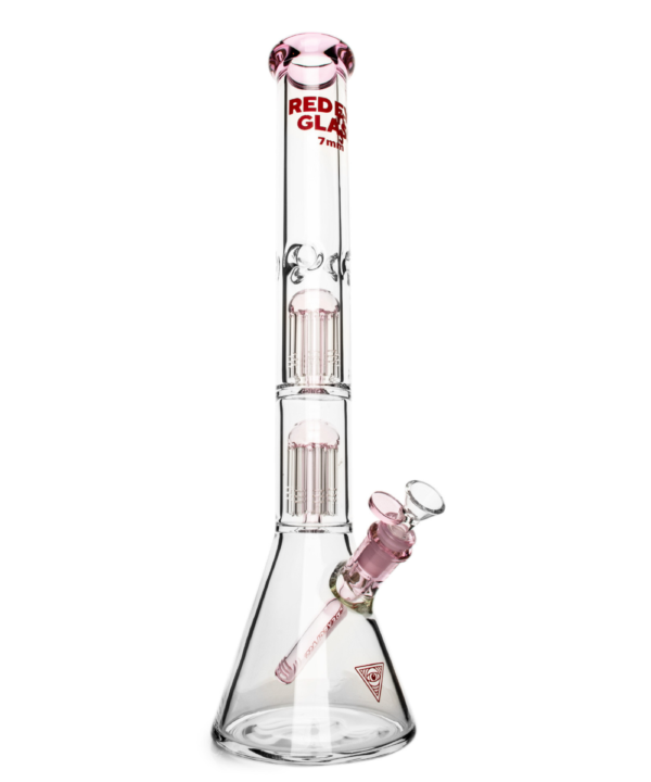 Red Eye Glass 18" 7mm Double Tree Perc Glass Bong