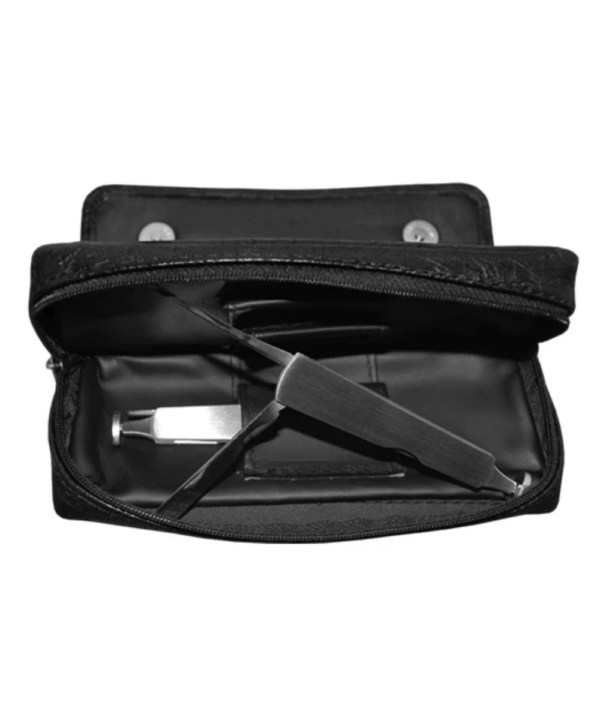 Black Leather Tobacco Pouch With Pipe Tool