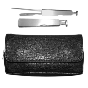 Black Leather Tobacco Pouch With Pipe Tool