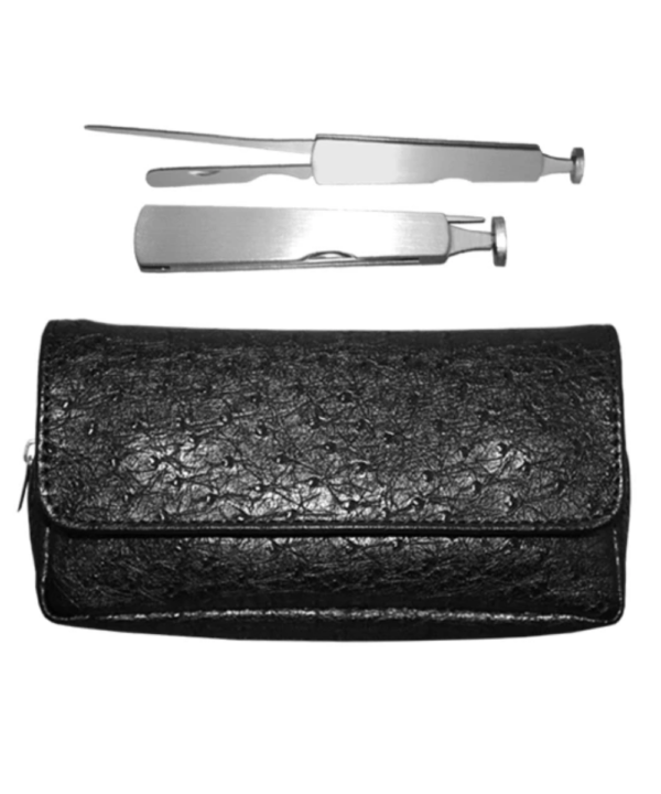 Black Leather Tobacco Pouch With Pipe Tool