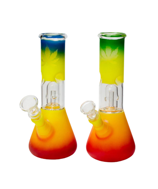 8" Dome Perc Leaf Rainbow Glass Bong